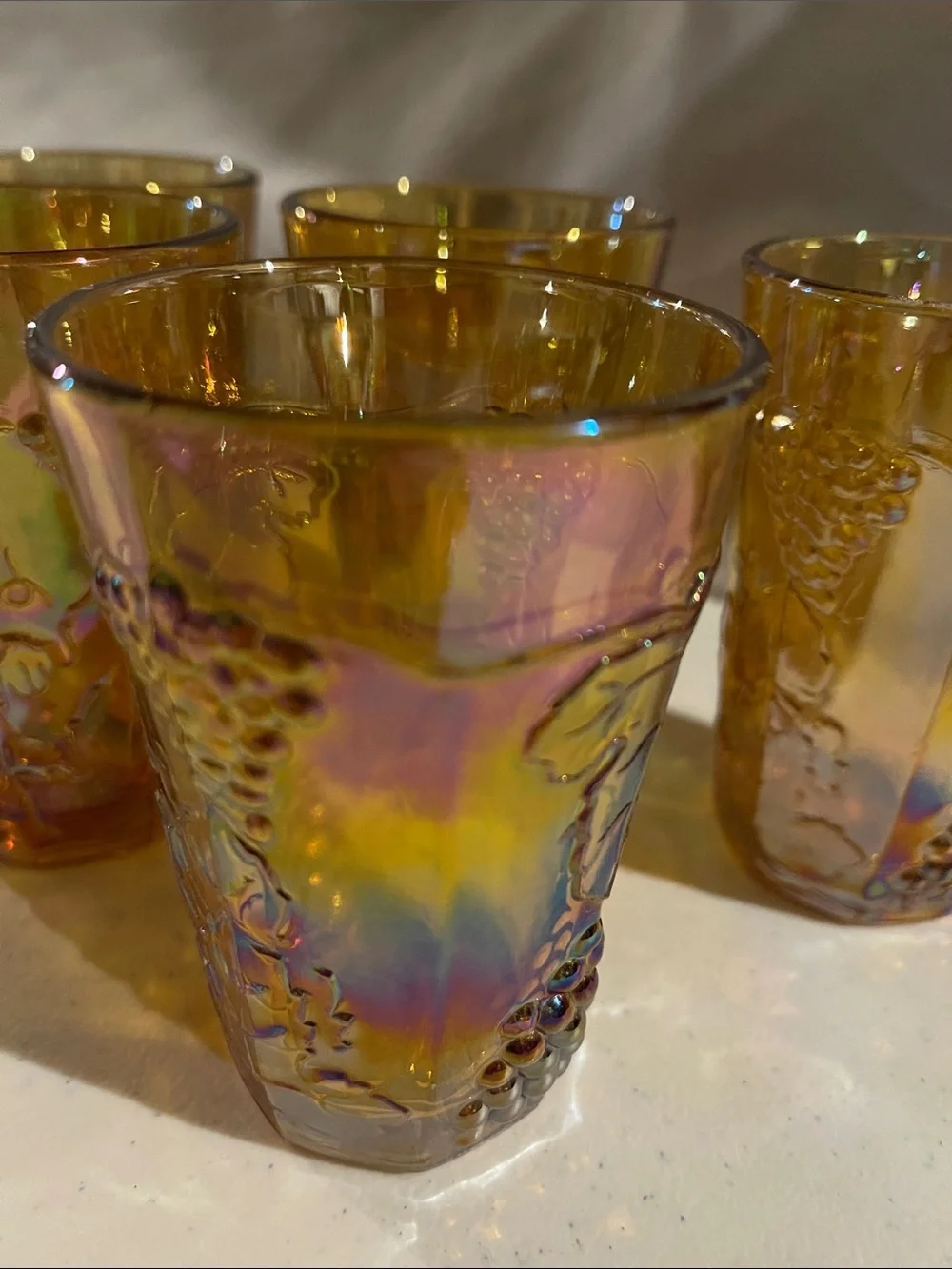 Iridescent Amber Glass Tumbler Set - 6 Pieces
